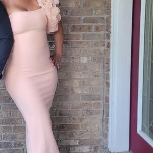 Elegant Peach Off-Shoulder Dress